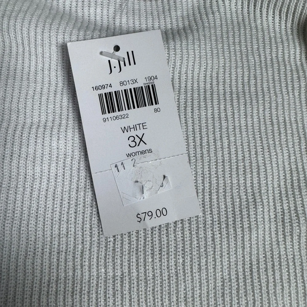 NWT J Jill Womens Open Front Knit Cardigan Sweater‎ 3X White Lightweight